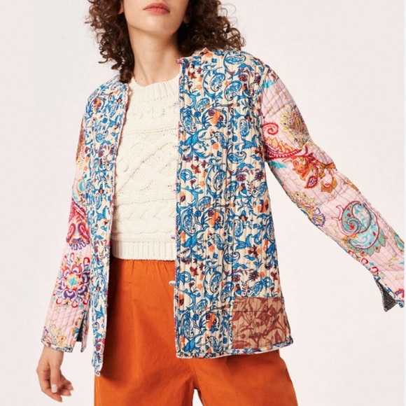 Sunday Up Floral Patchwork Quilted Reversible Jacket Cottagecore Boho Size Large - Picture 5 of 13